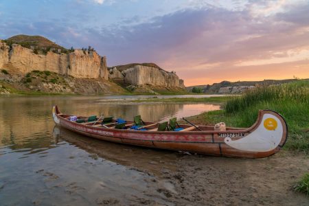 Voyageur Canoe on the Missouri River Breaks